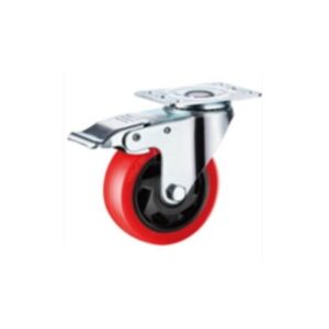 Колесо поворотное усиленное полиуретан SCBM 42 100 мм с тормозом